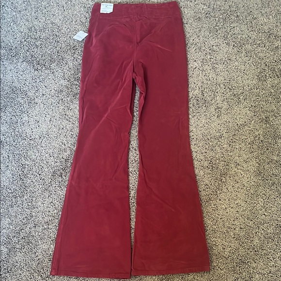 Free People Red Flare Wide Leg Jeans with Pleat Detail, Corduroy - Picture 6 of 7